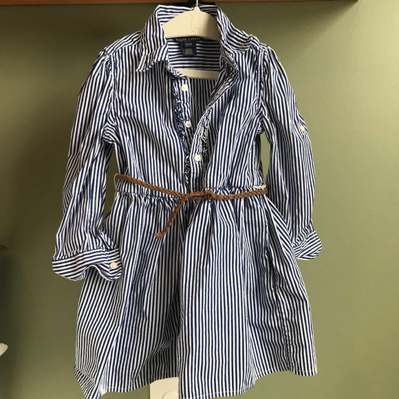 Ralph Lauren Toddler Blue and White Stripe Shirtdress 3/3T - Picture 1 of 4